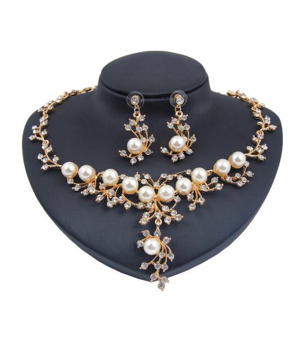 SET492 - Pearl crystal necklace set